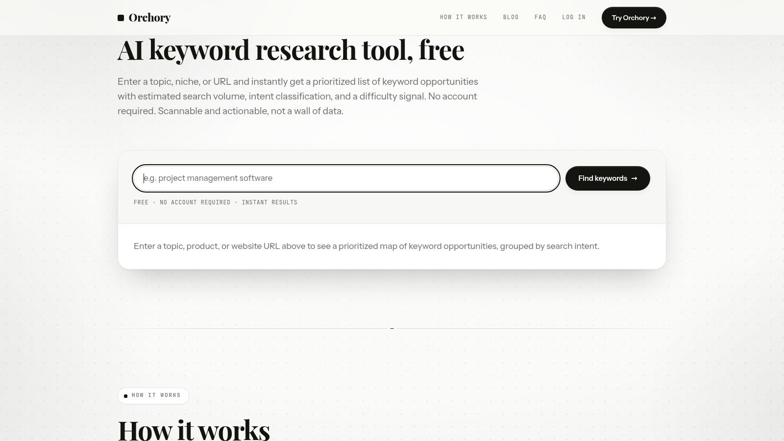 Orchory AI Keyword Research Tool